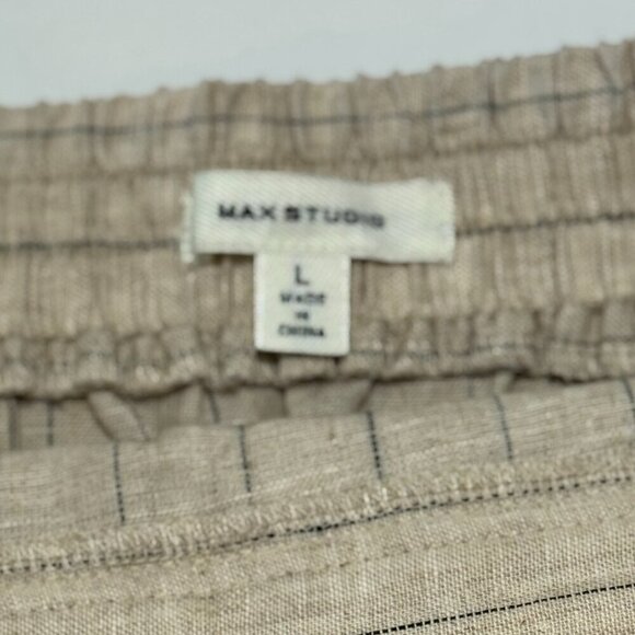 Max Studio Skirt Women's Size Large Tan Linen Cotton Mini Length Faux Wrap - Picture 6 of 10